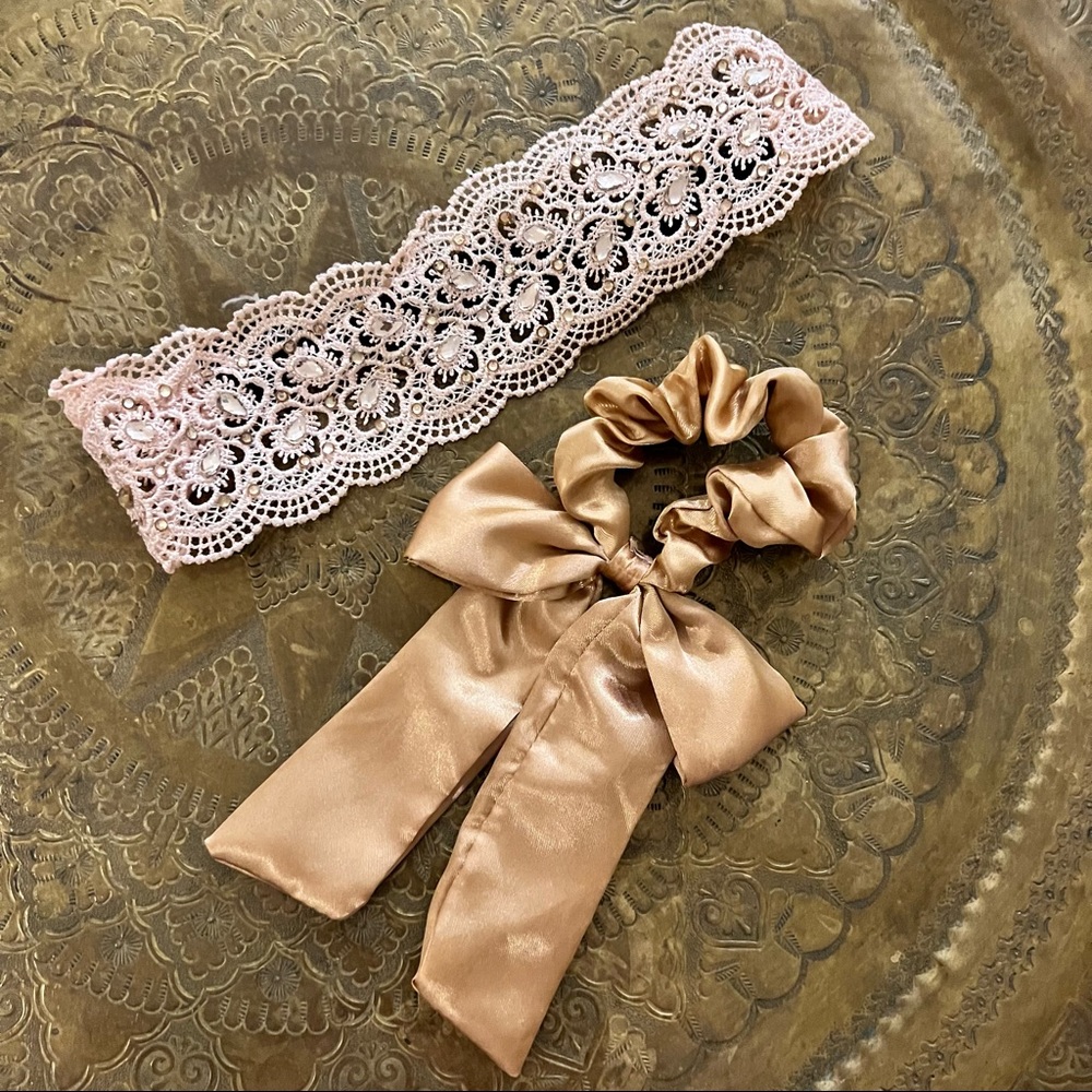 Pink & Gold Headband x Satin Scrunchie Combo Pack
